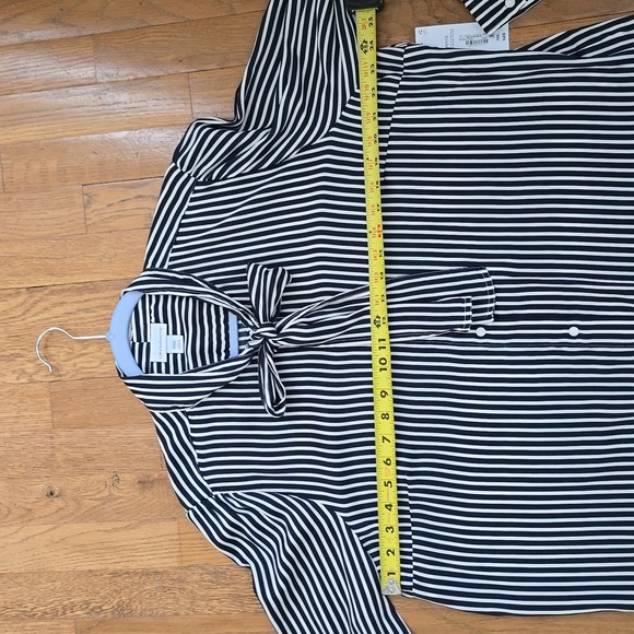 LIZ CLAIBORNE WOMENS PLUS PETITE NAVY/WHITE STRIPES LONG SLEEVE BLOUSE SIZE PXXL - Picture 9 of 14